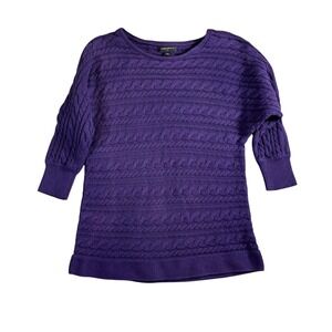 Banana Republic Factory Purple 3/4 Sleeve Cable Knit Sweater Size Large